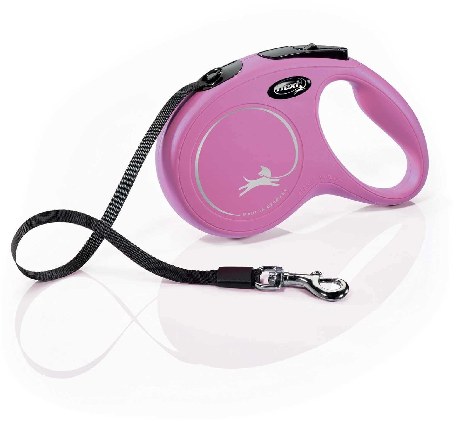 Dog leash Flexi New Classic, tape, pink, size M, 5 m, 25 kg