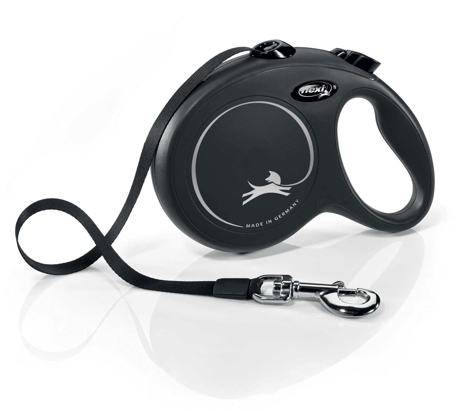 Dog leash Flexi New Classic, tape, black, size L, 5 m, 50 kg