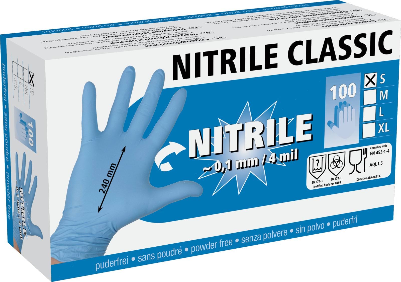 Nitrile disposable gloves blue size L, 100 pcs.