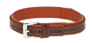 Vegas HQ leather dog collar, brown, Kerbl