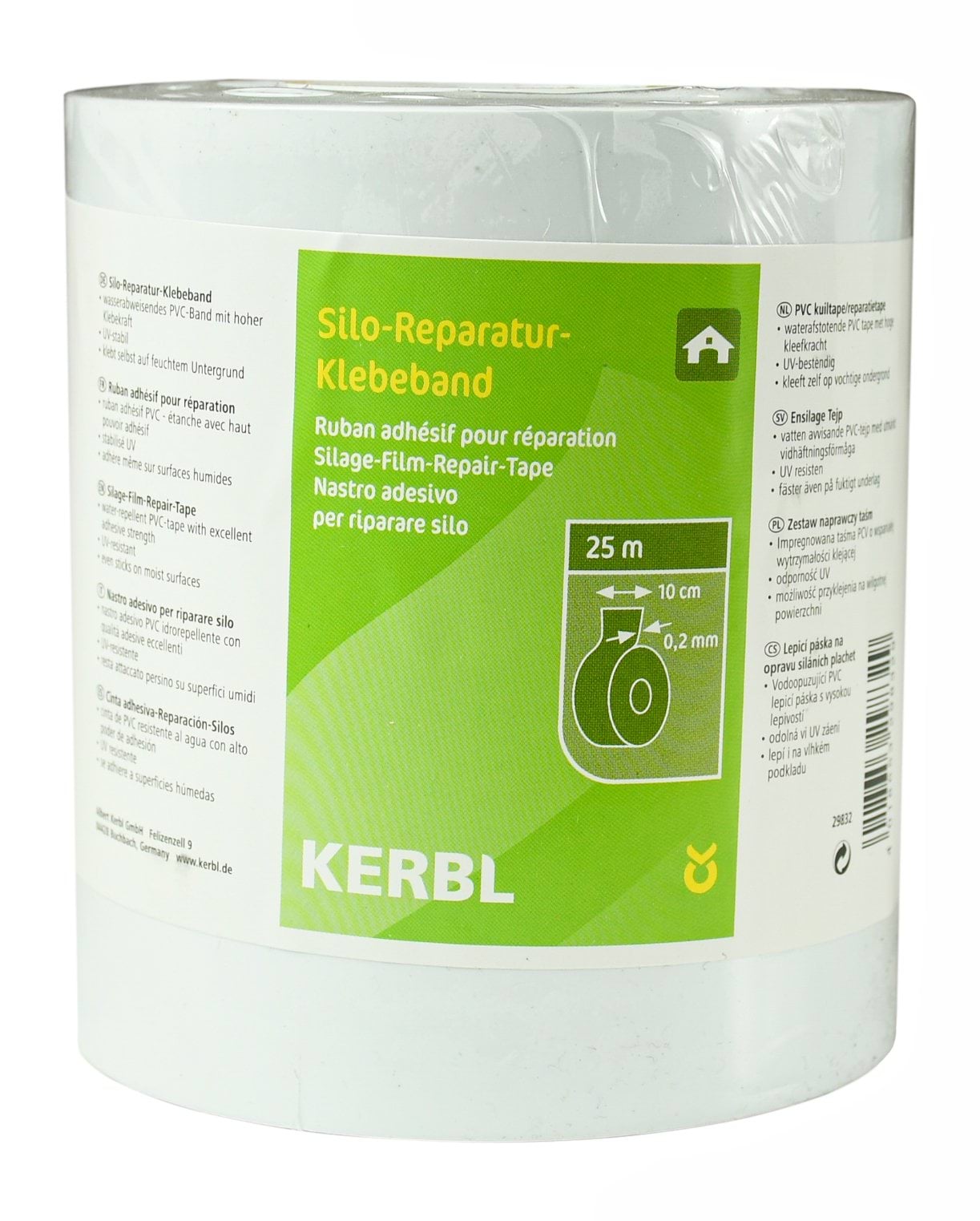 Клейка стрічка для ремонту рулонів сіна, біла, 25 м х 10 см, Kerbl