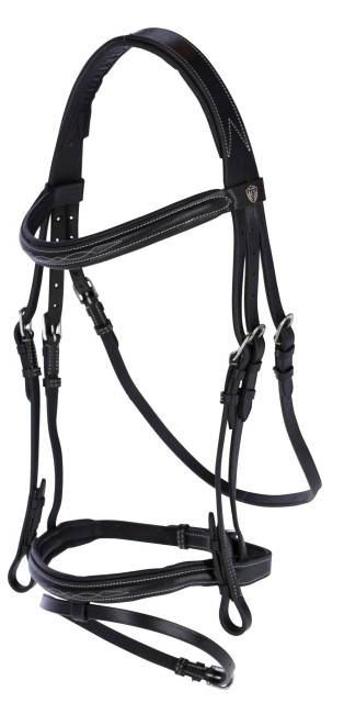 Snaffle Bridle Classic Leather, Black, Cob