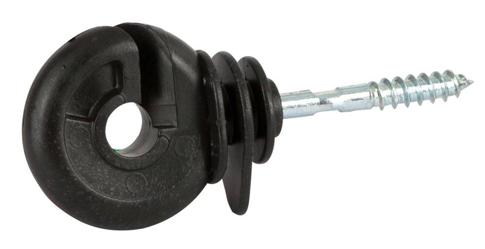 Insulator for rope and wire, black, self-drilling screw