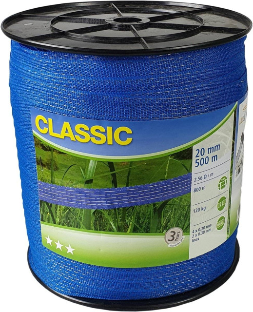 Стрічка для електроогорожі CLASSIC, 500 м х 20 мм, синя, Kerbl