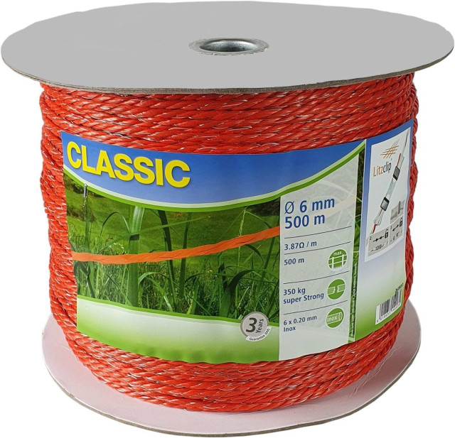 Шнур для електроогорожі CLASSIC, 500 м х 6 мм, оранжевий, Kerbl
