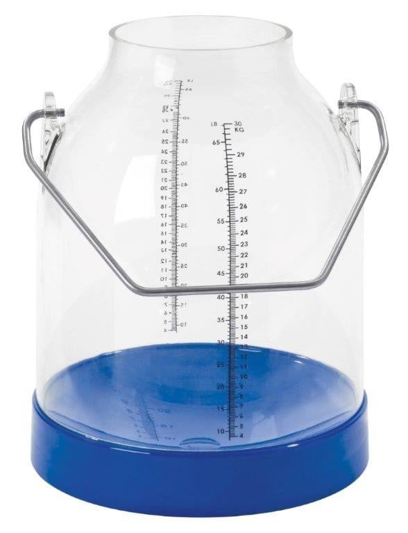 Milking pail 30L blue w scale bracket height 143mm
