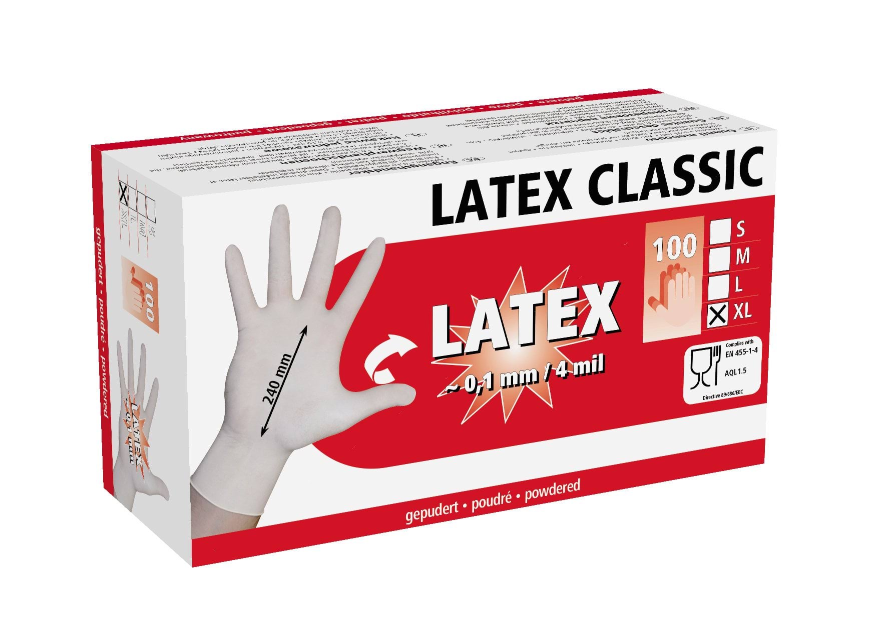 Латексні рукавички Latex Classic, розмір M, білі, 100 шт., Kerbl