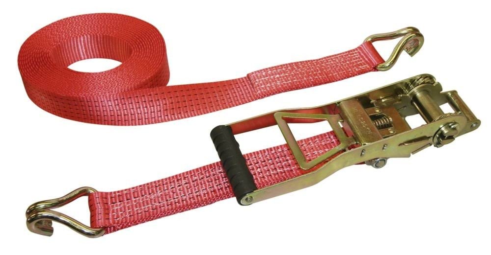 LH-ratchet tie down, two parts 10m, 5000kg, ergo, red