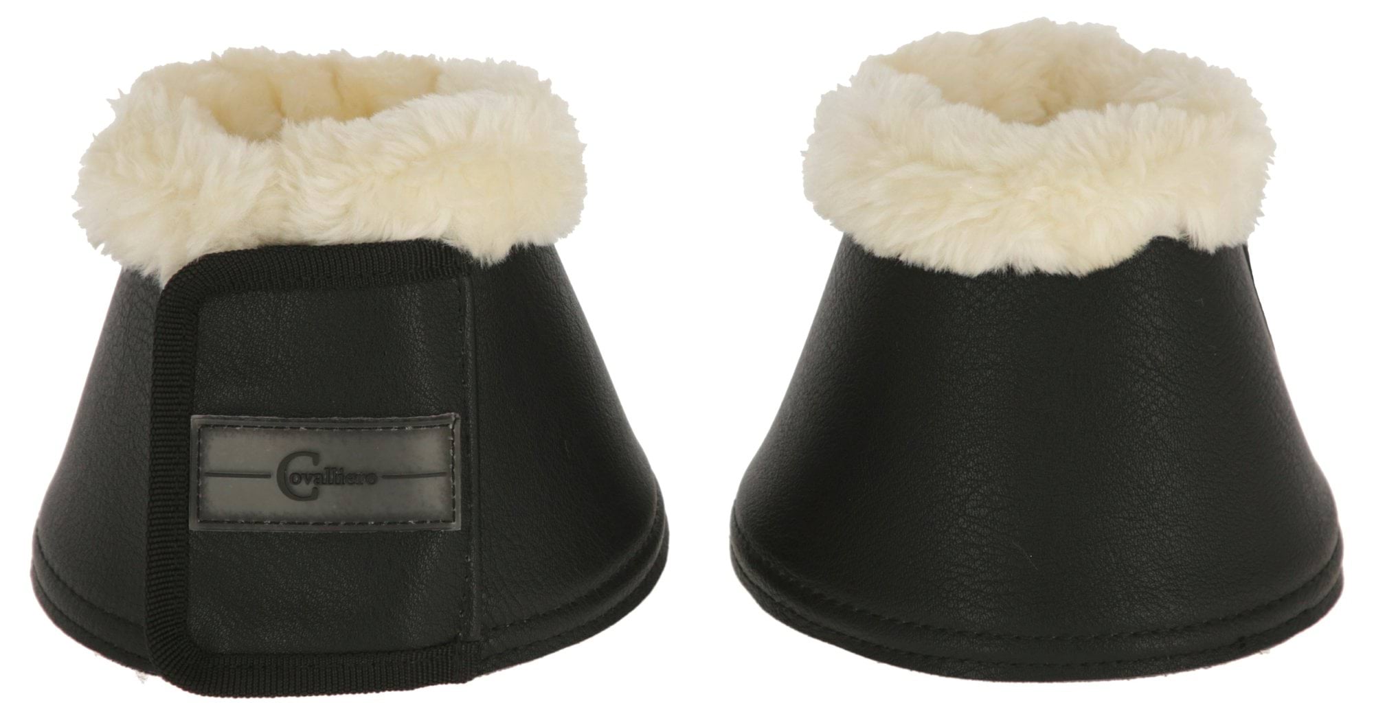 Колокола для лошади Pelisa, с искусственным мехом, черные, размер Cob, 2 шт, Covalliero