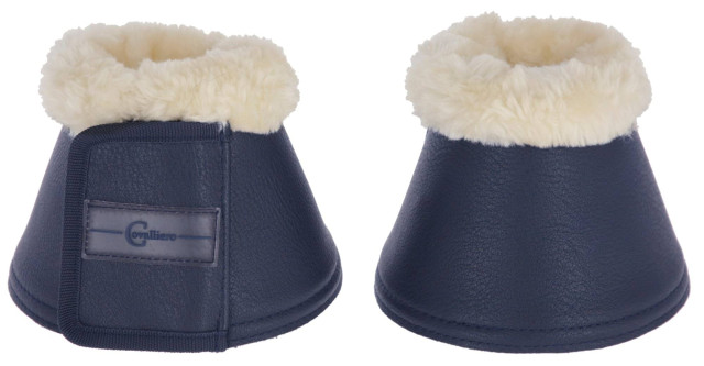 Pelisa horse bell boots with faux fur, navy blue, Covalliero
