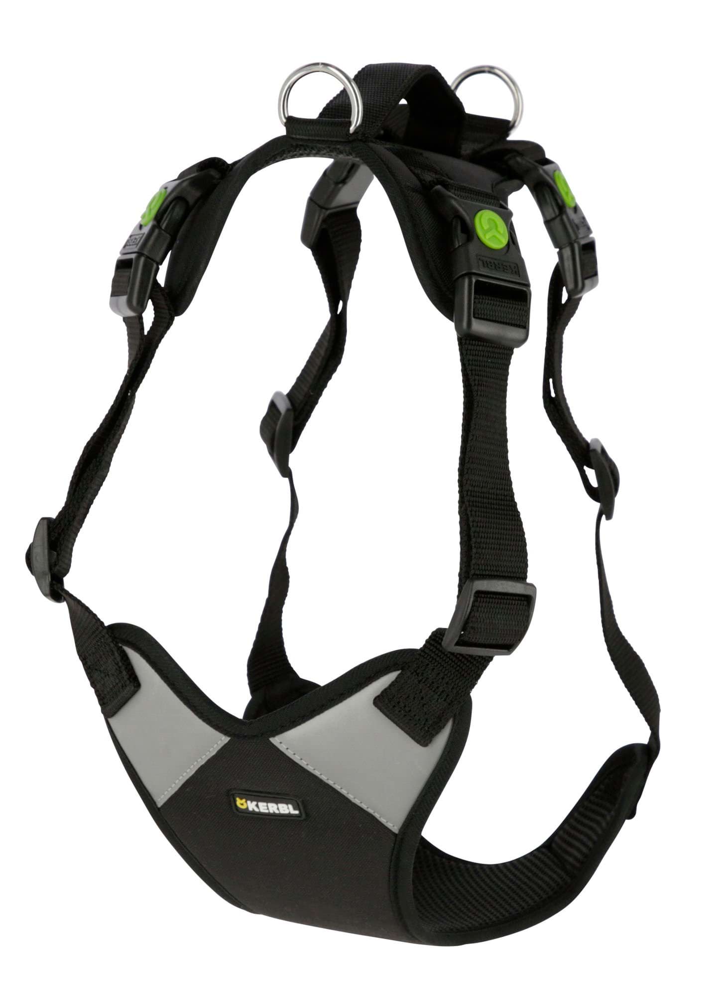 Pulsive dog harness, black with reflectors, Kerbl