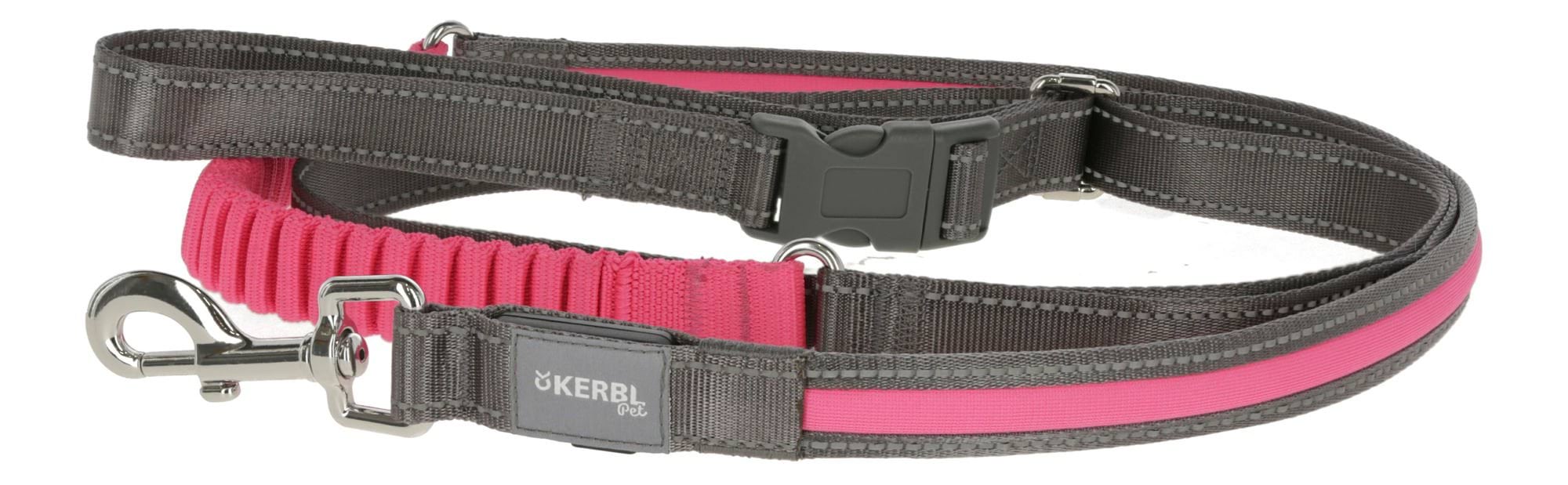 Flashing dog leash Light & Reflex, running leash, 250 cm x 25 mm, pink, Kerbl