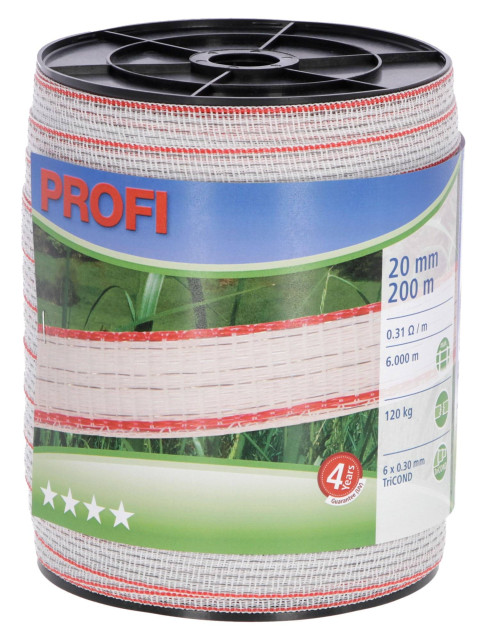 Лента для электроограждений PROFI, 200 м х 20 мм, бело-красная, Kerbl