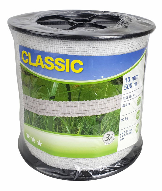 Стрічка для електроогорожі CLASSIC, 500 м х 10 мм, біла, Kerbl