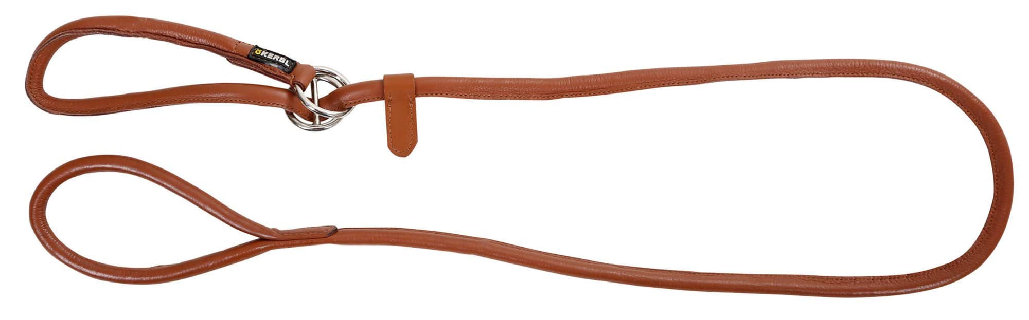 Leather slip dog leash Roma, 170 cm x 8 mm, cognac, Kerbl