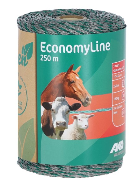 Wire EconomyLine, 250m, green/ grey 3x0.2mm Stlss Stl, Recyc.