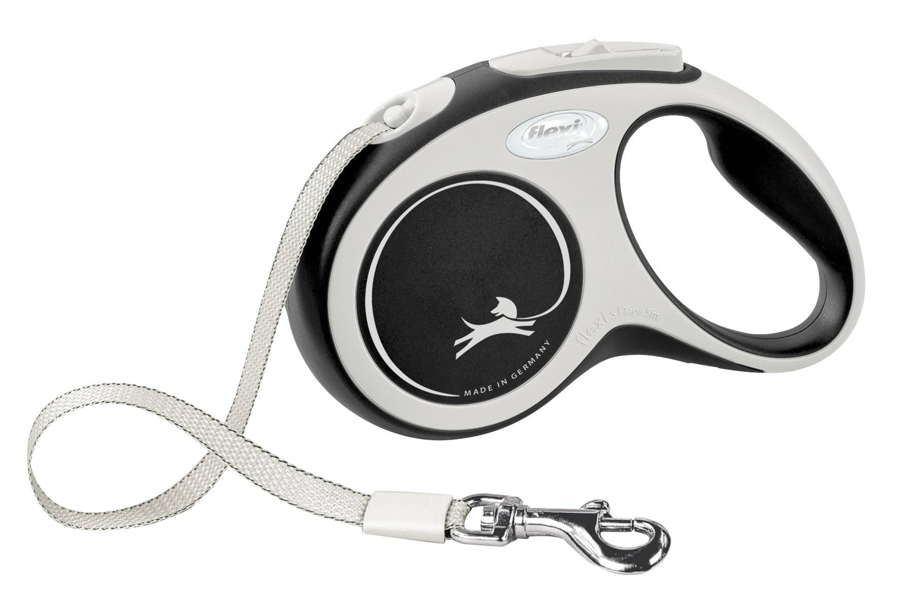 Dog leash Flexi New Comfort, tape, black, size S, 5 m, 15 kg