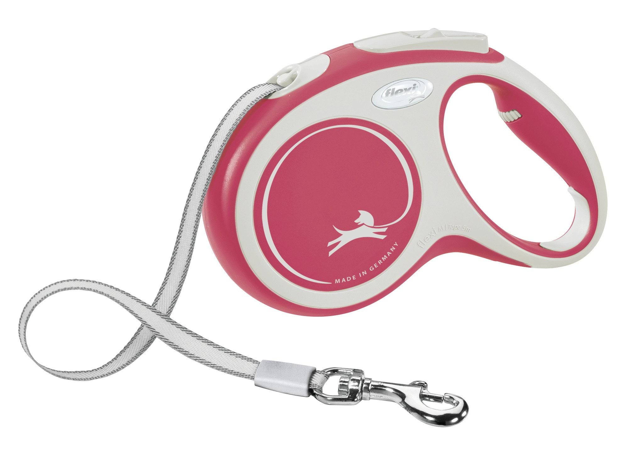 Dog leash Flexi New Comfort, tape, red, size M, 5 m, 25 kg