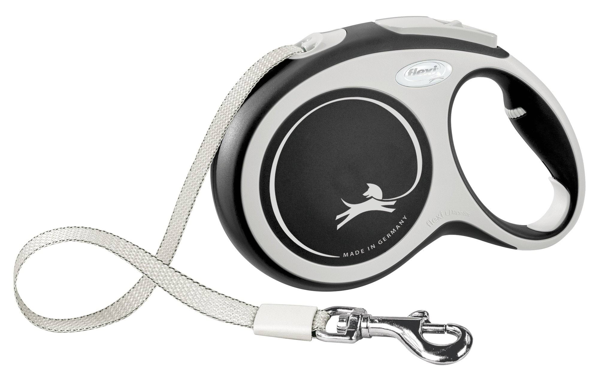 Dog leash Flexi New Comfort, tape, black, size L, 8 m, 50 kg