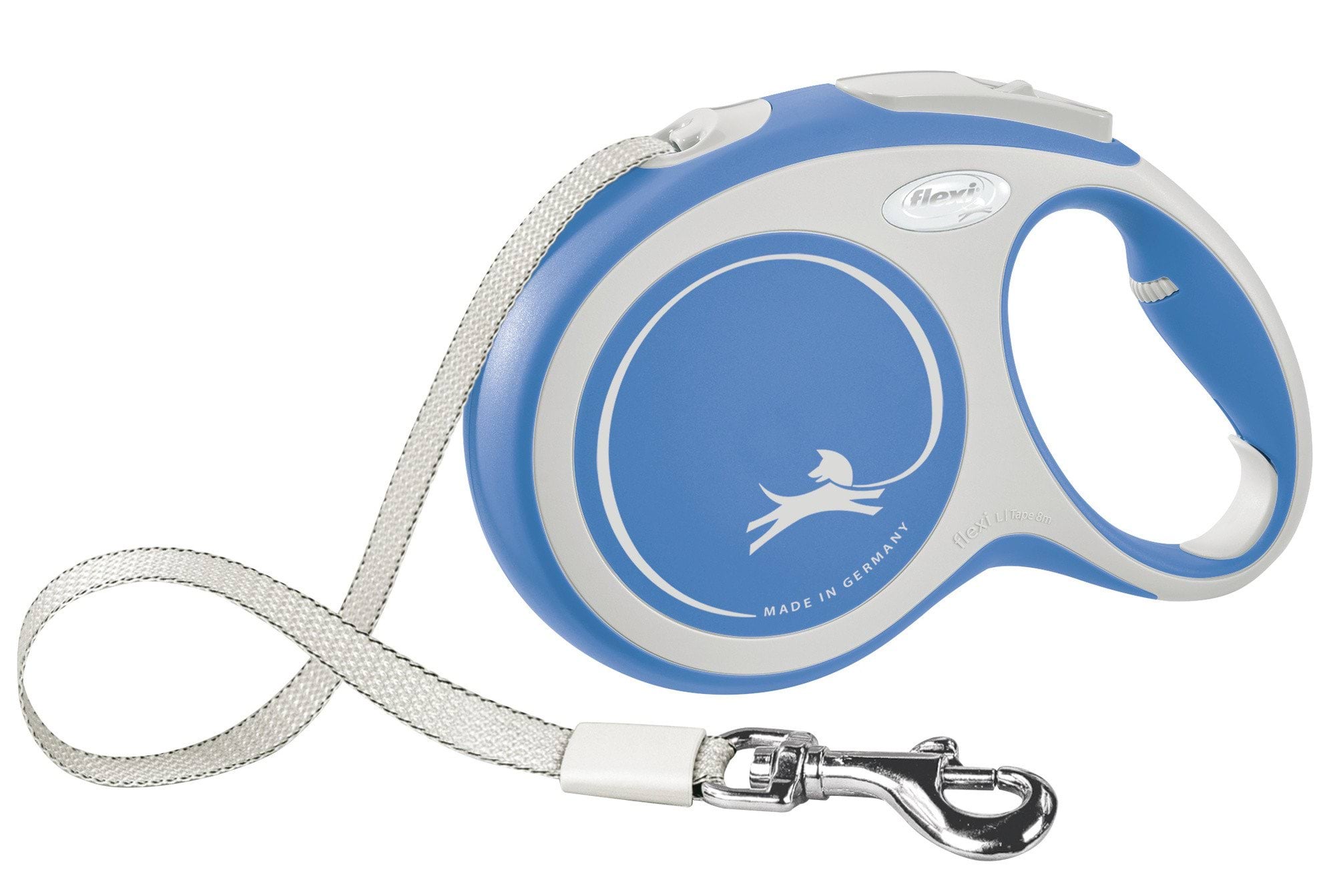 Dog leash Flexi New Comfort, tape, blue, size L, 8 m, 50 kg