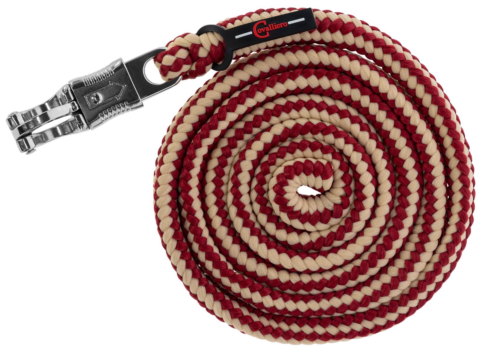 Lead rope Hippo with panic hook, bordeaux/beige