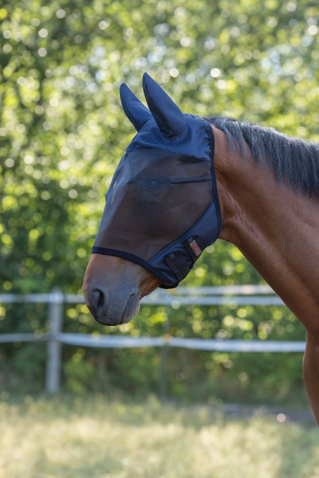 Маска від комах для коня SuperFly із захистом для вух, темно-синя, повна, Covalliero