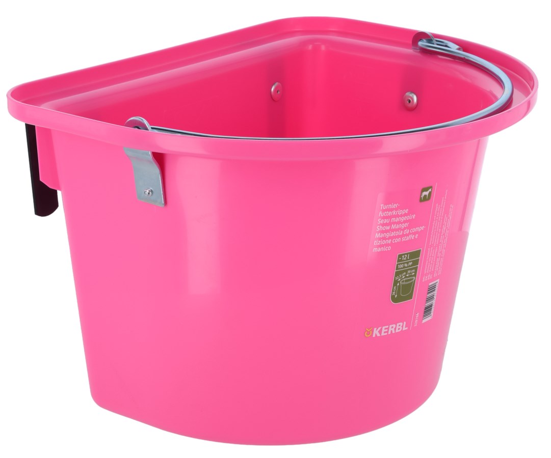 Feed trough with suspension and handle, 12 l, pink, Kerbl