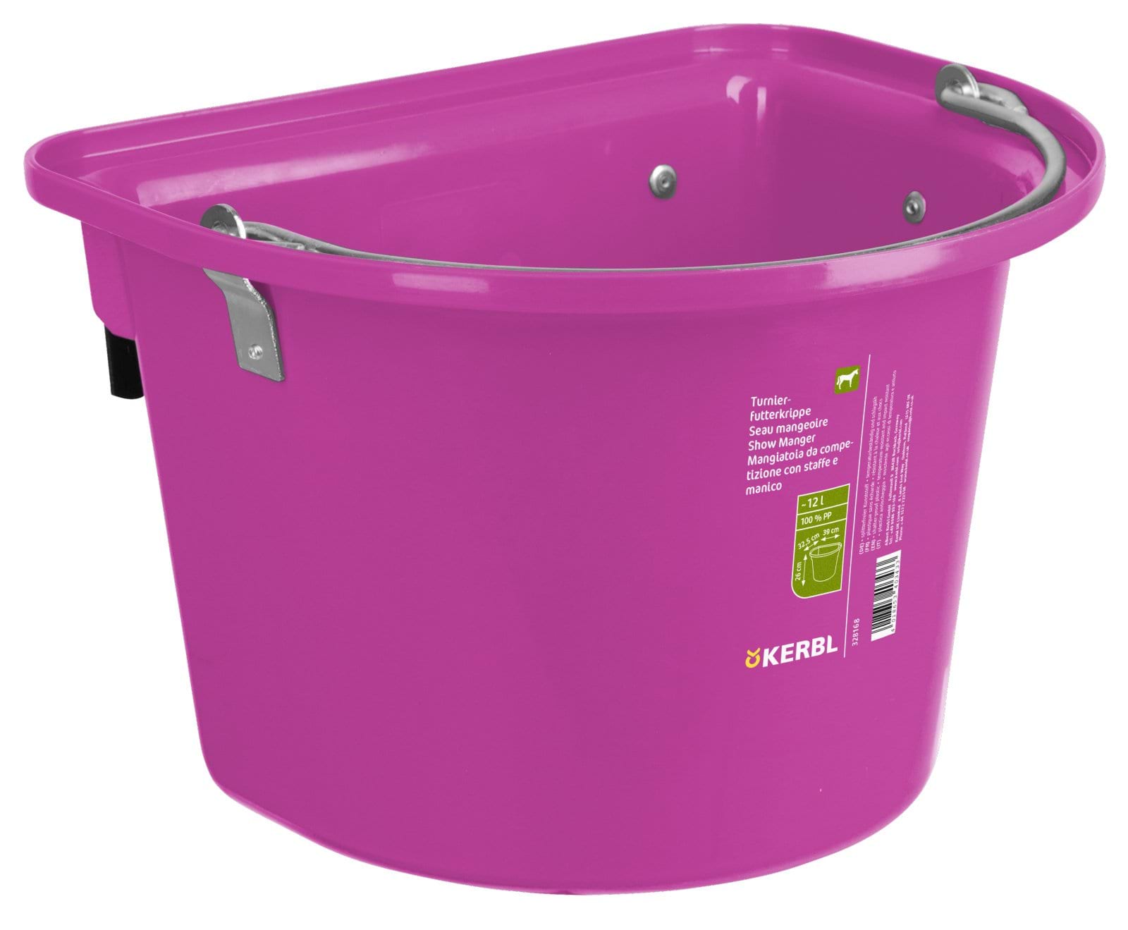 Feed trough with suspension and handle, 12 l, pink, Kerbl