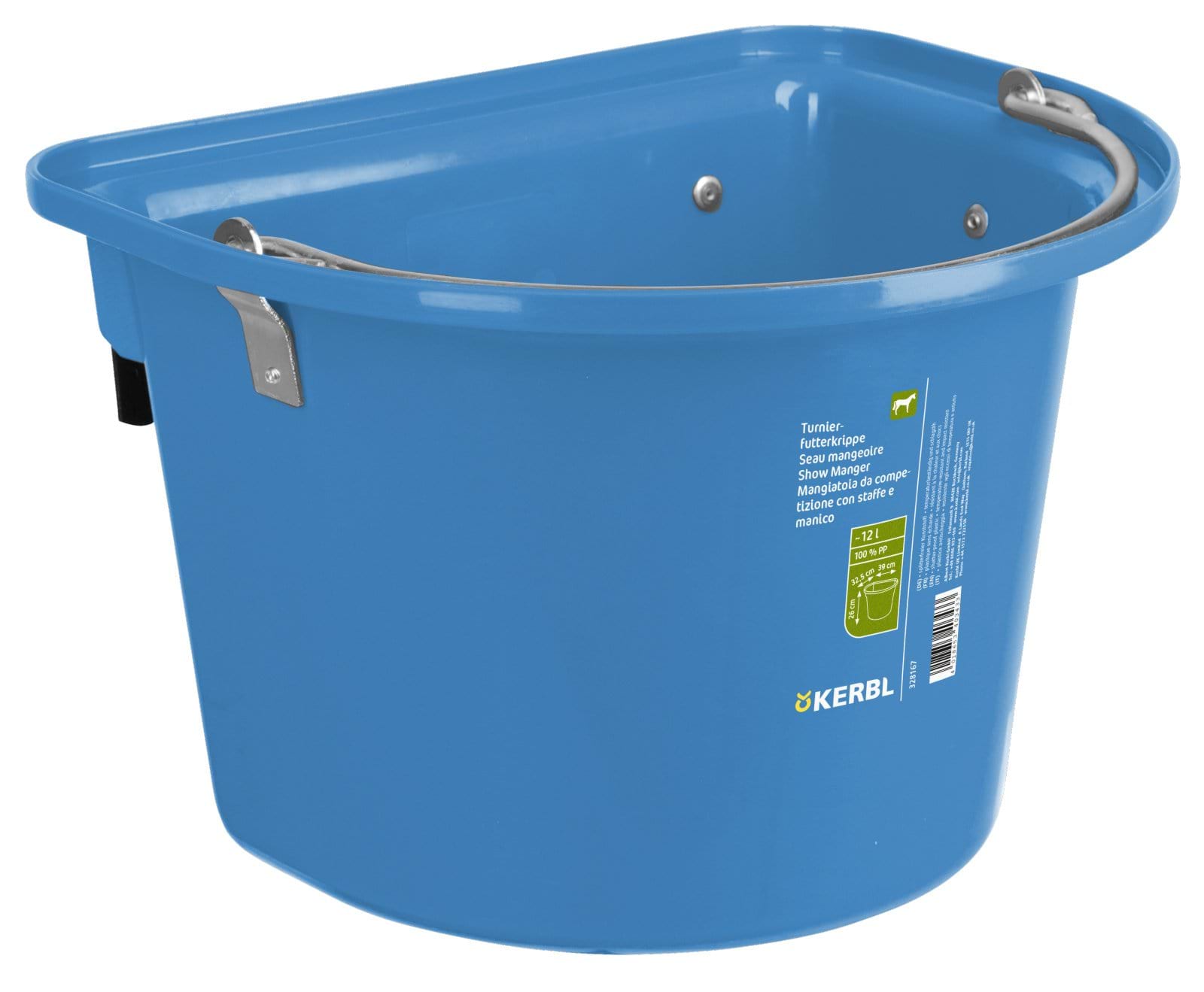Feed trough with suspension and handle, 12 l, blue, Kerbl