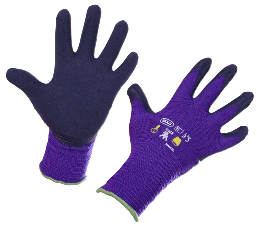 Children Gloves TOWA purple Age 6-8, Latex Coated