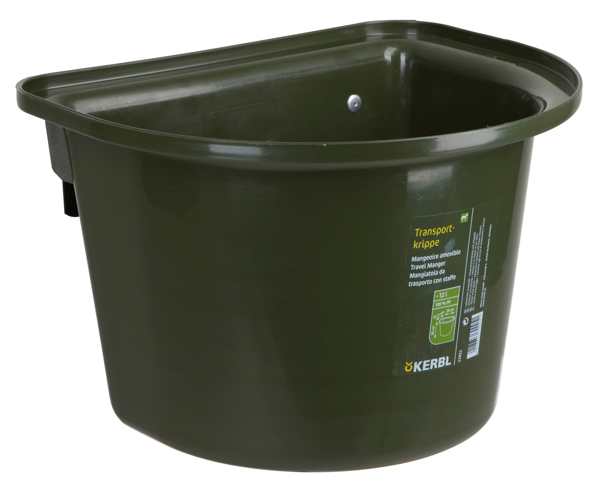 Travel manger 12 l darkgreen, plastic, with hoock-in bail