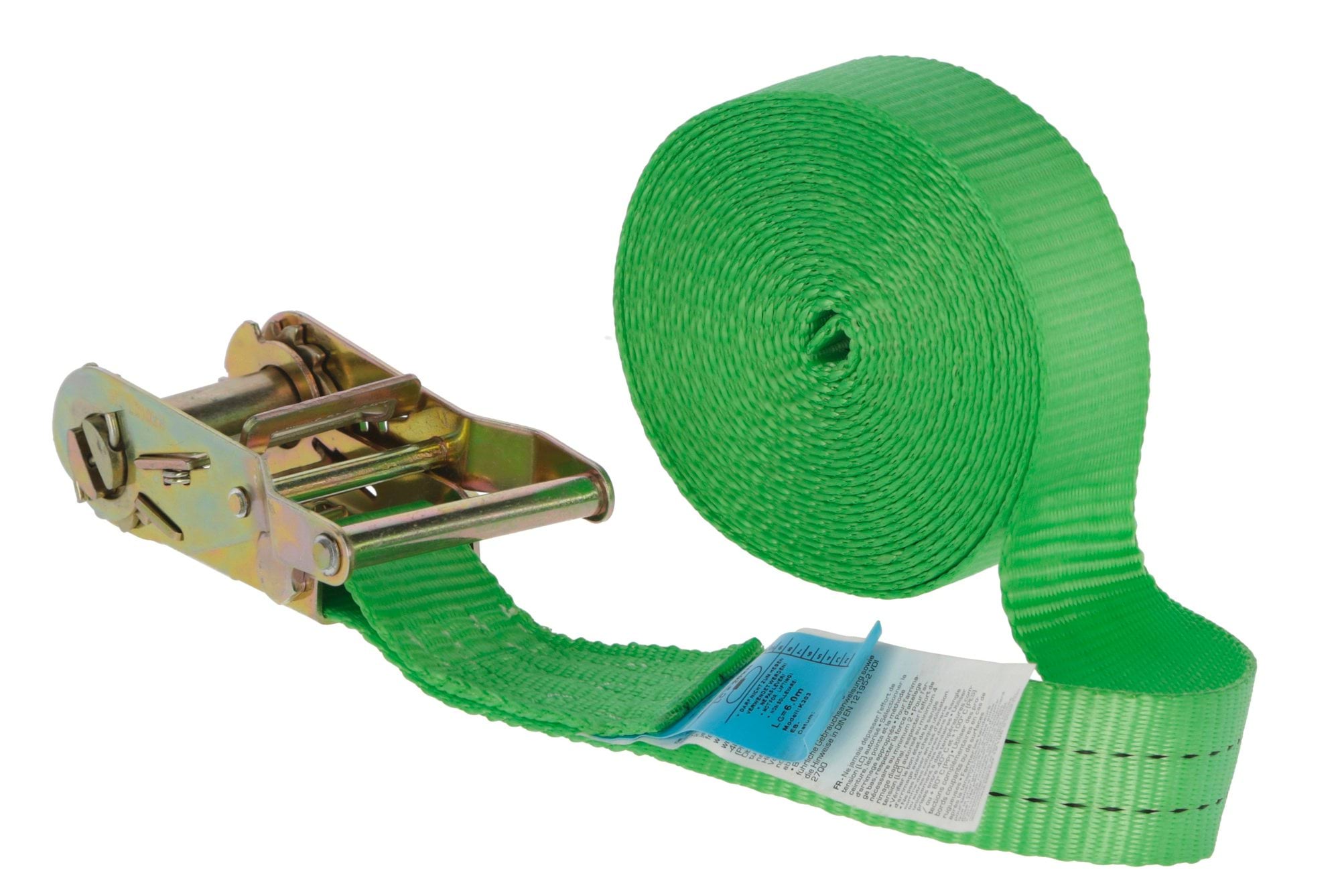 Ratchet tie down 1pc, green 35mm/6m, 1000/2000kg
