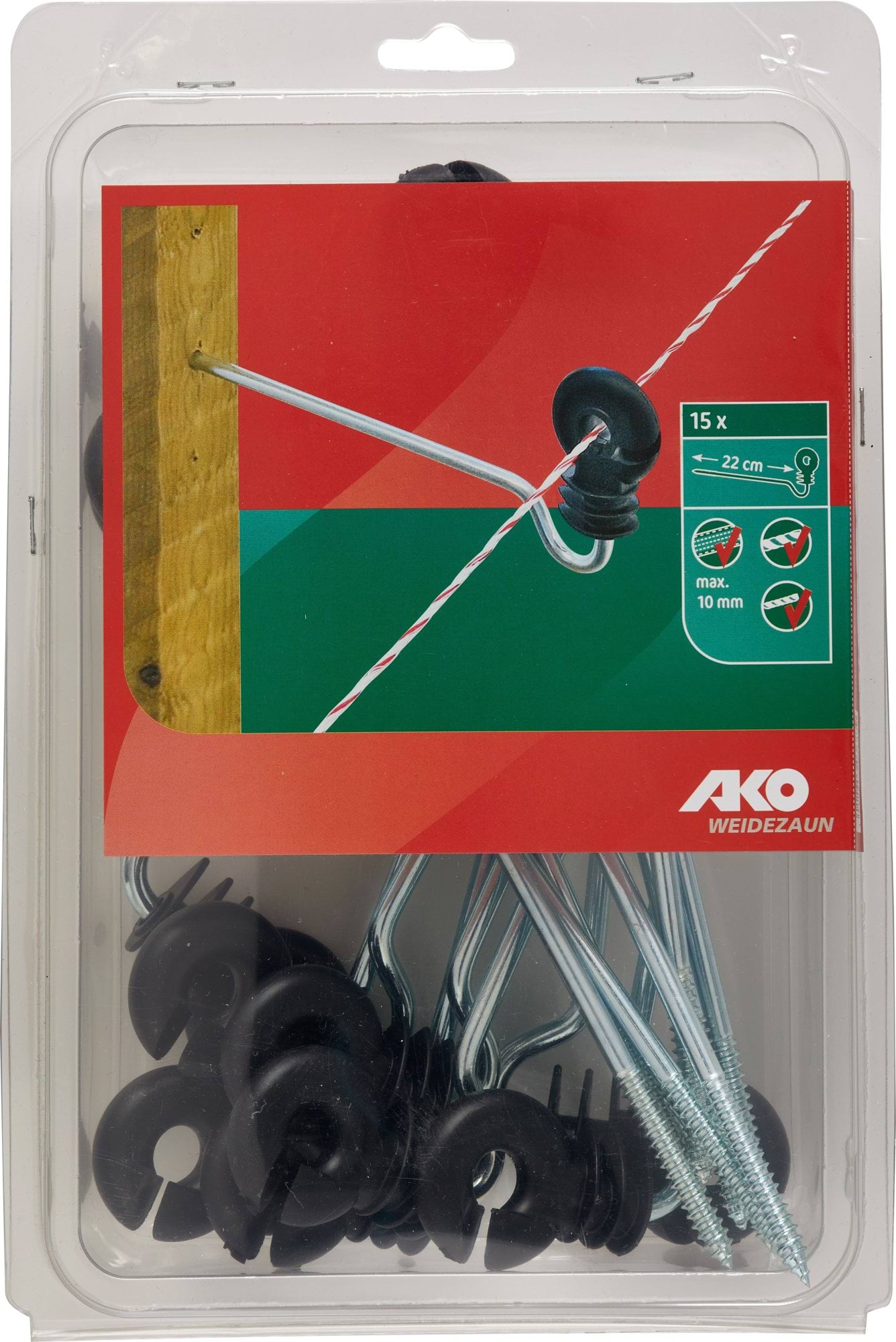 Ring insulator with long pin, 22 cm, 15 pcs, AKO