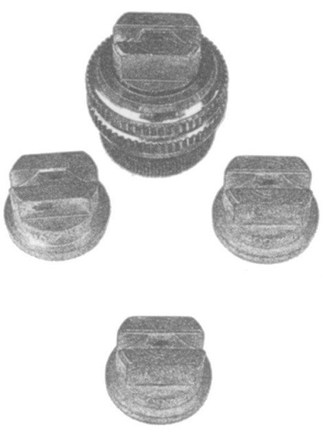 Flat spray nozzle with inset 0,2+0,3+0,4 mm f. whitew. spr.