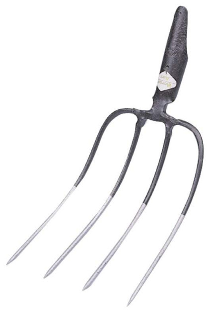 Manure fork, metallic charcoal 4 tines, 31 x 23 cm, spring s.