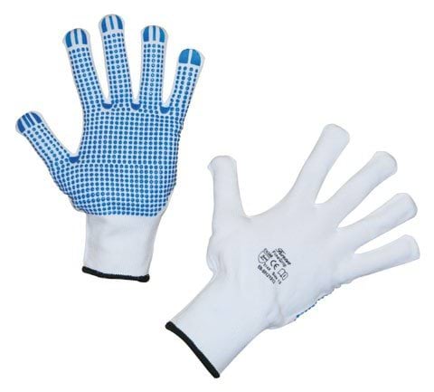 Fine-knit glove FineGrip, blue/white, siize 9