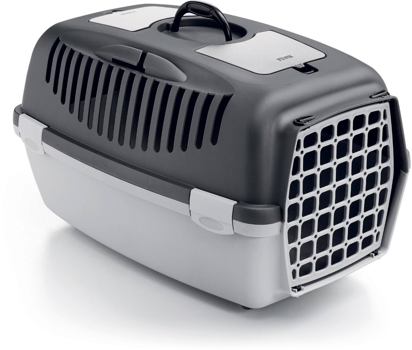 Pet carrier Gulliver 2 with plastic door, 55 x 36 x 35 cm, gray, 8 kg, Stefanplast