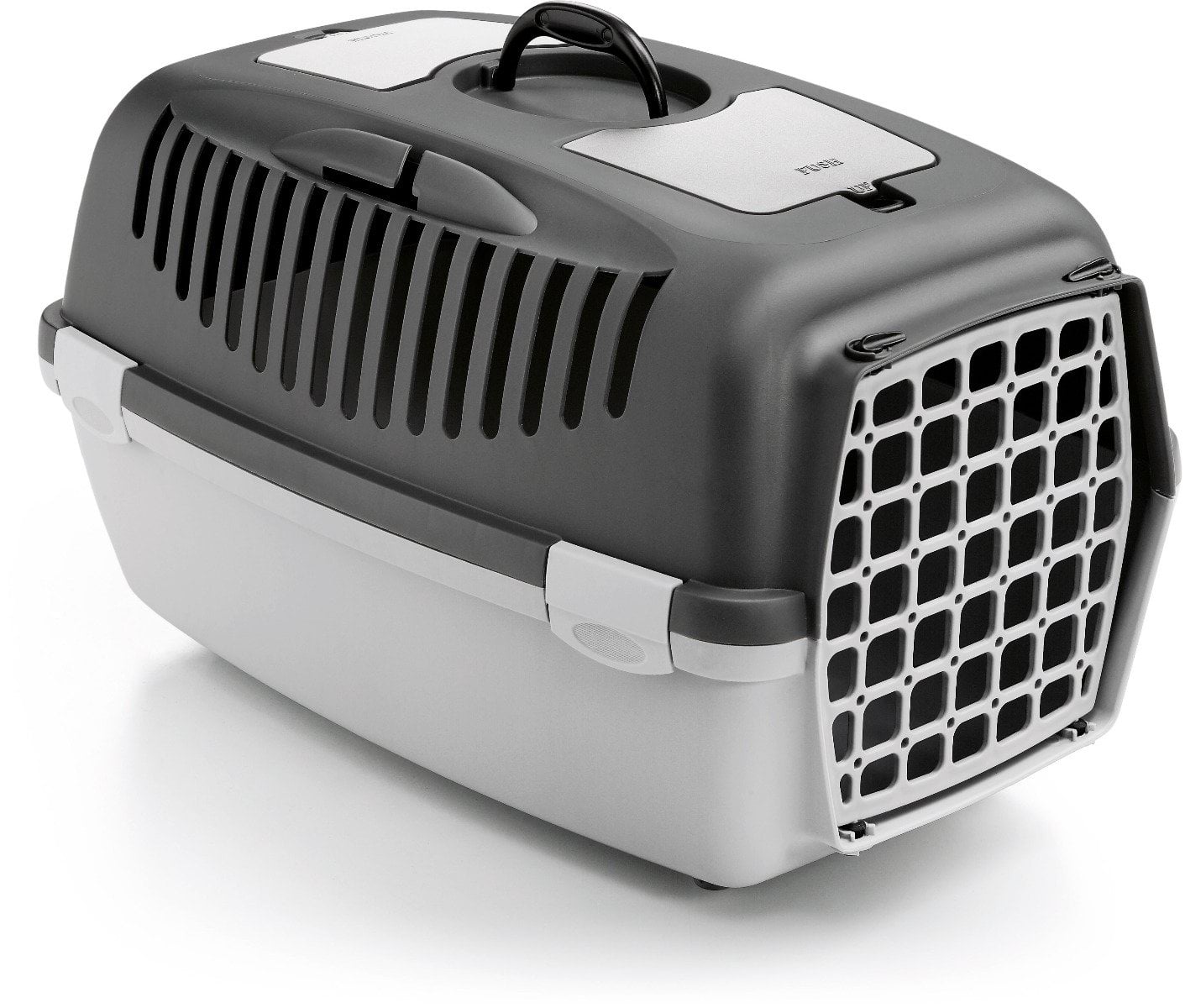Pet carrier Gulliver 3 with plastic door, 61 x 40 x 38 cm, gray, 12 kg, Stefanplast