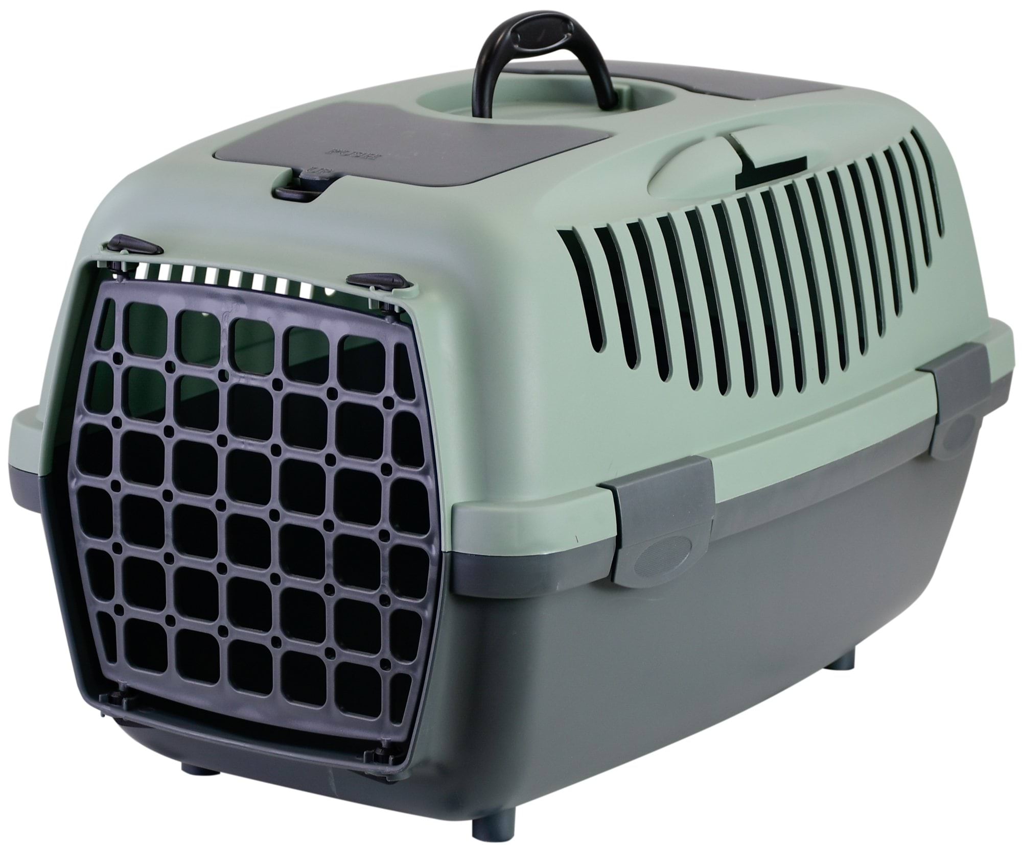 Pet carrier Gulliver 2 with plastic door, 55 x 36 x 35 cm, gray/green, 8 kg, Stefanplast
