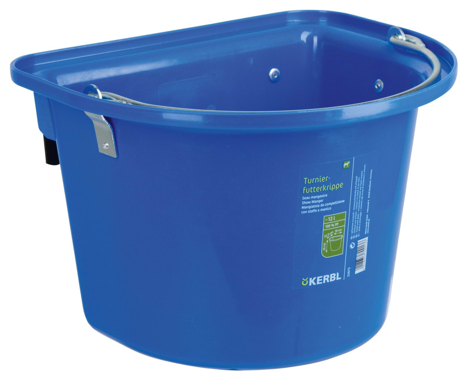 Show manger 12 l blue, plastic, with hoock-in bail