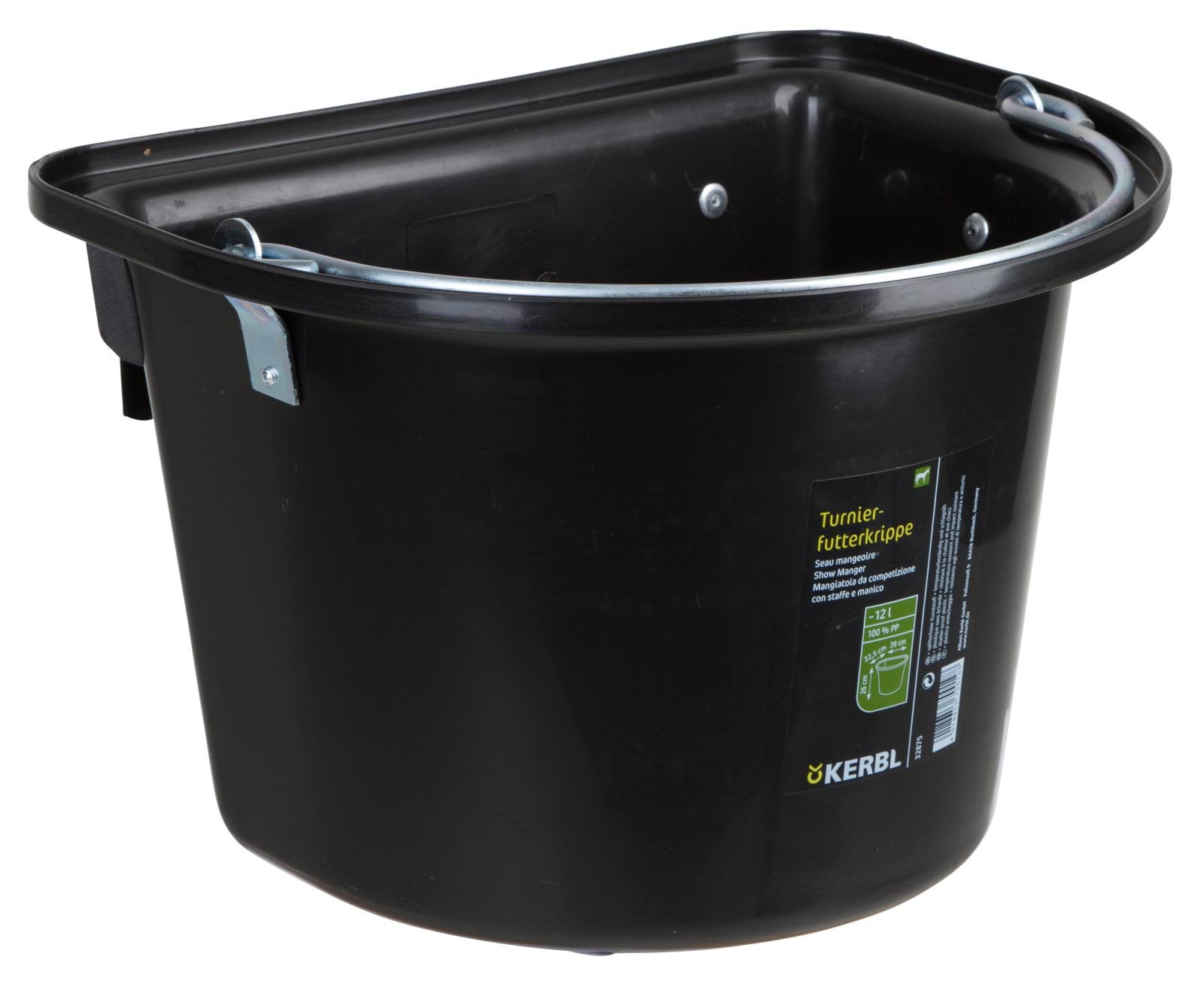 Show manger 12 l black, plastic, with hoock-in bail