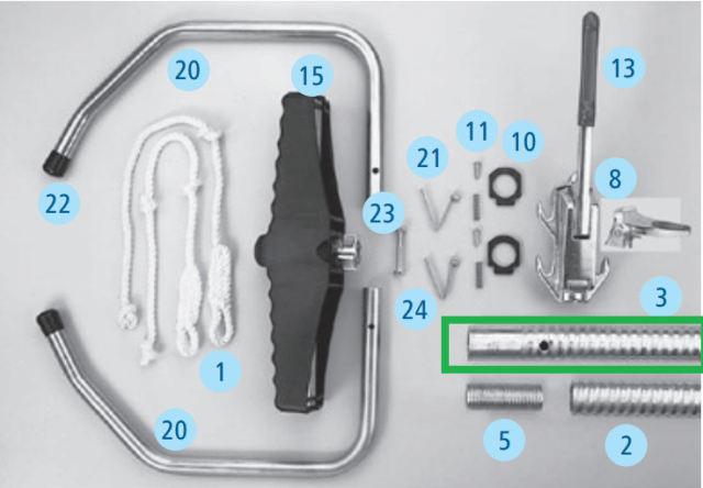 Calf puller guide, upper part with hole, Kerbl