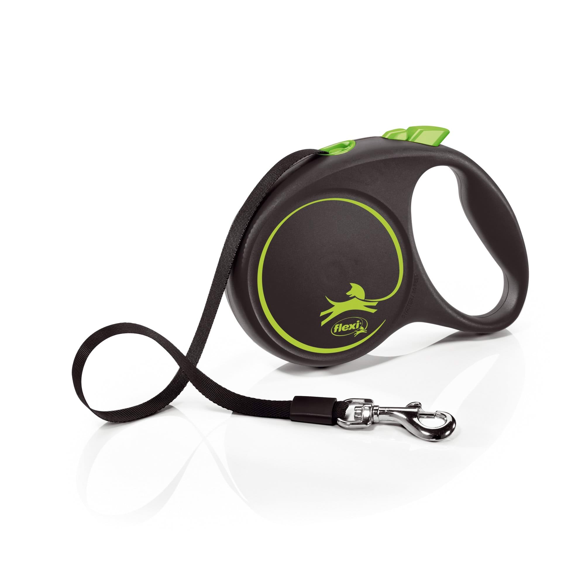 Dog leash Flexi Black Design, tape, green, size L, 5 m, 50 kg