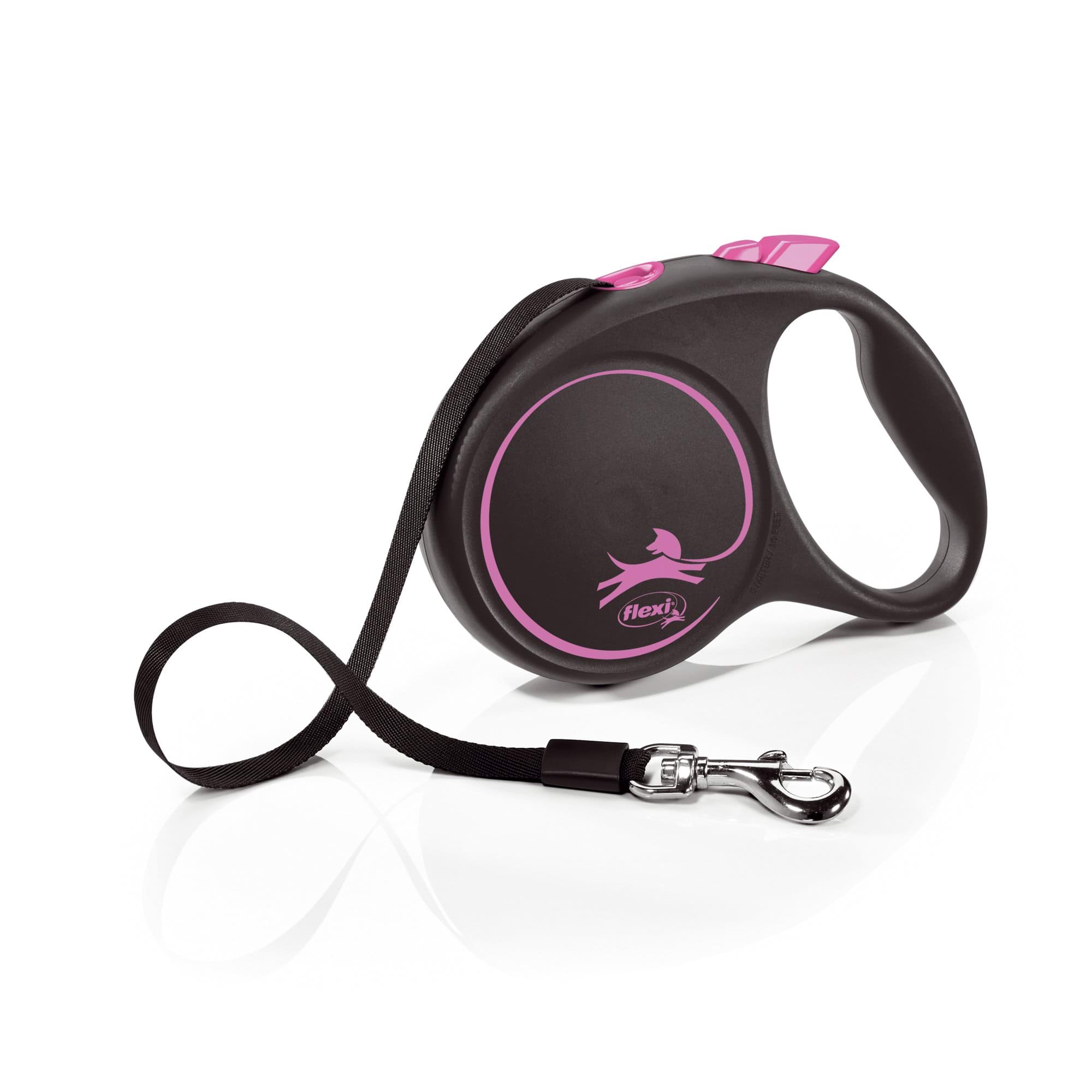 Dog leash Flexi Black Design, tape, pink, size L, 5 m, 50 kg