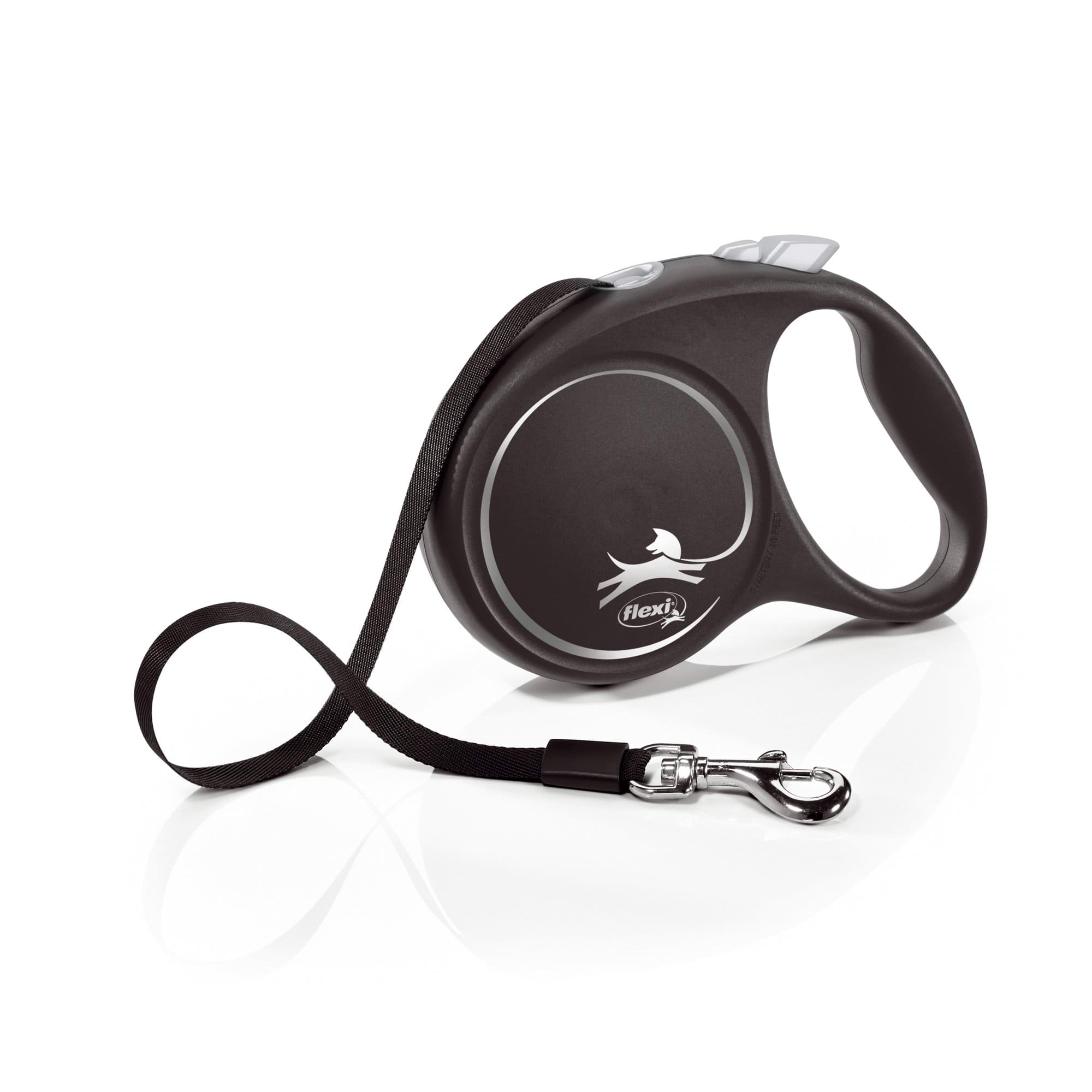 Dog leash Flexi Black Design, tape, silver, size L, 5 m, 50 kg