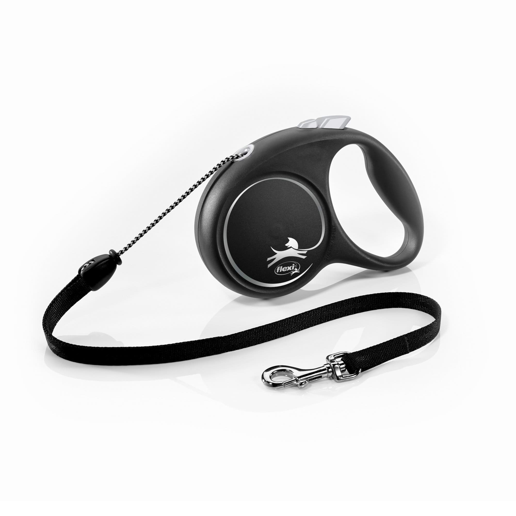 Dog leash Flexi Black Design, cord, silver, size M, 5 m, 20 kg