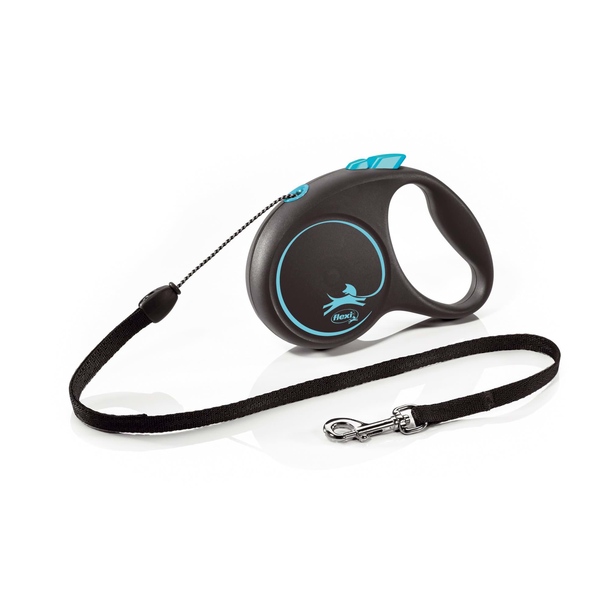 Dog leash Flexi Black Design, cord, blue, size S, 5 m, 12 kg