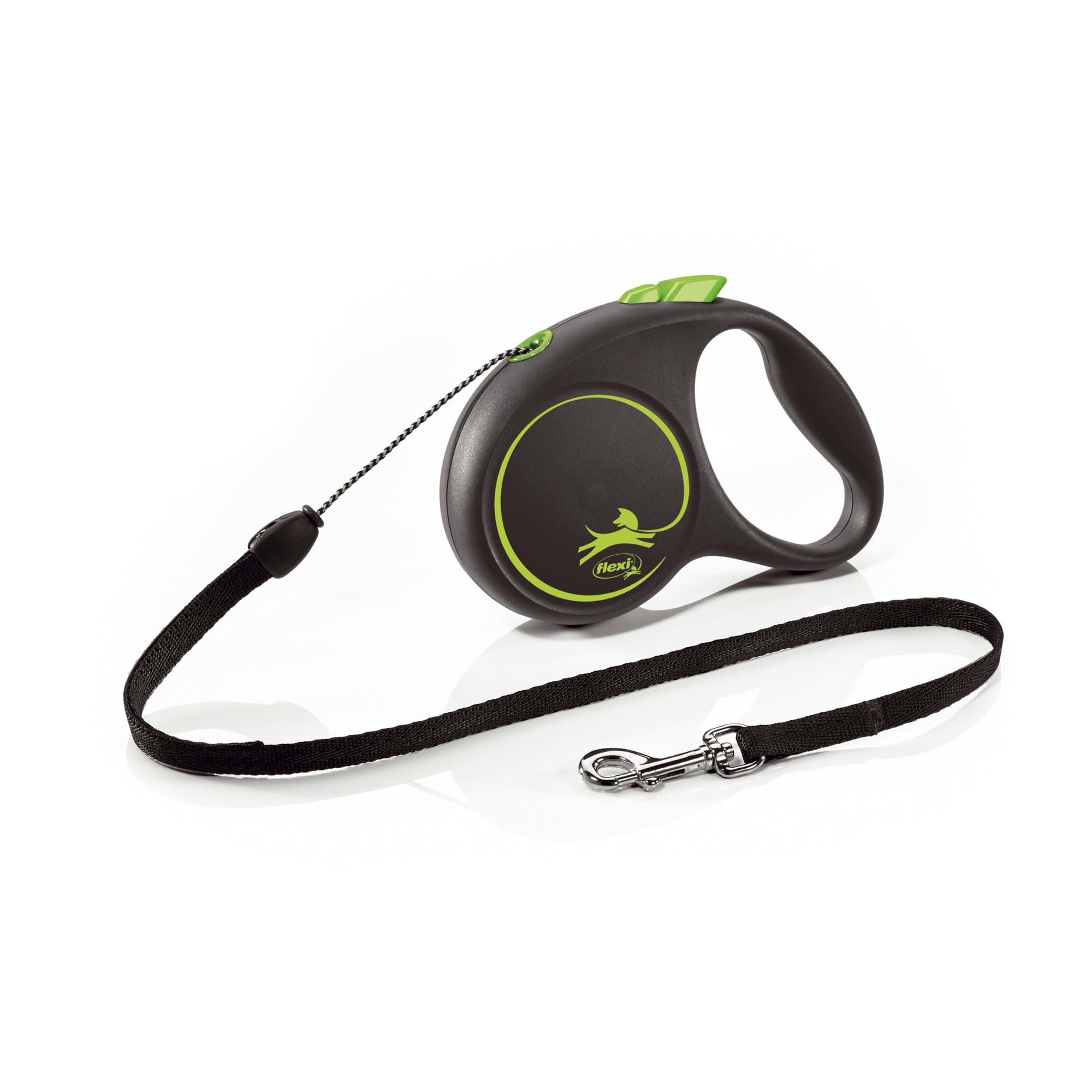 Dog leash Flexi Black Design, cord, green, size S, 5 m, 12 kg