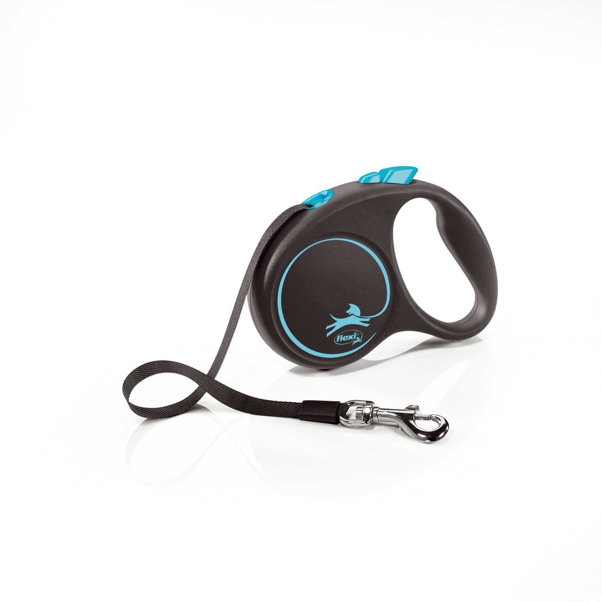 Dog leash Flexi Black Design, tape, blue, size S, 5 m, 15 kg