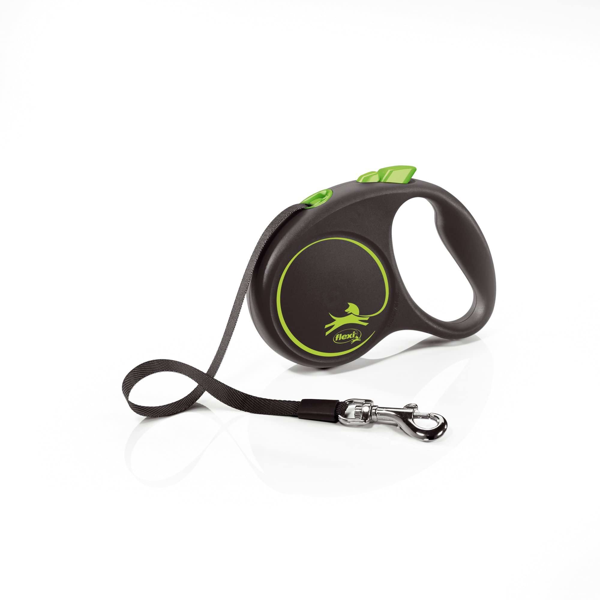 Dog leash Flexi Black Design, tape, green, size S, 5 m, 15 kg